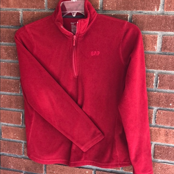 Gap women Red 1/4 zip fleece Sweater- Sz M - Picture 3 of 16